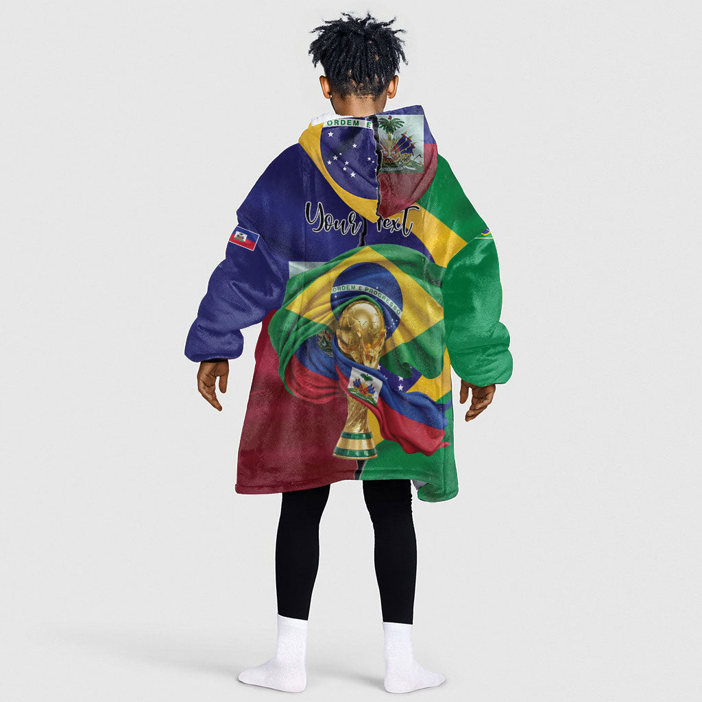 Personalized Brazil Haiti 2026 World Football Kid Wearable Blanket Hoodie Come On Boys