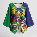 Personalized Brazil Haiti 2026 World Football Kimono Sleeve Blouse Come On Boys