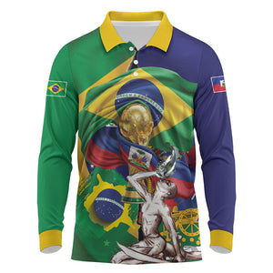 Personalized Brazil Haiti 2026 World Football Long Sleeve Polo Shirt Come On Boys