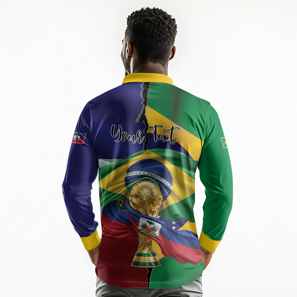 Personalized Brazil Haiti 2026 World Football Long Sleeve Polo Shirt Come On Boys