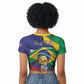 Personalized Brazil Haiti 2026 World Football Raglan Cropped T shirt Come On Boys