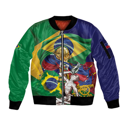 Personalized Brazil Haiti 2026 World Football Sleeve Zip Bomber Jacket Come On Boys