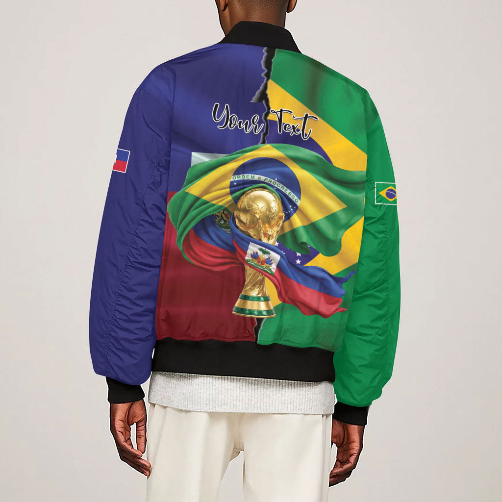 Personalized Brazil Haiti 2026 World Football Sleeve Zip Bomber Jacket Come On Boys