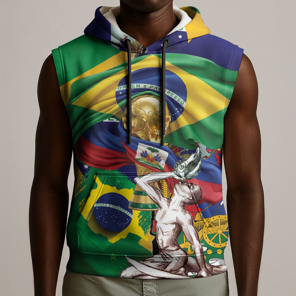 Personalized Brazil Haiti 2026 World Football Sleeveless Hoodie Come On Boys