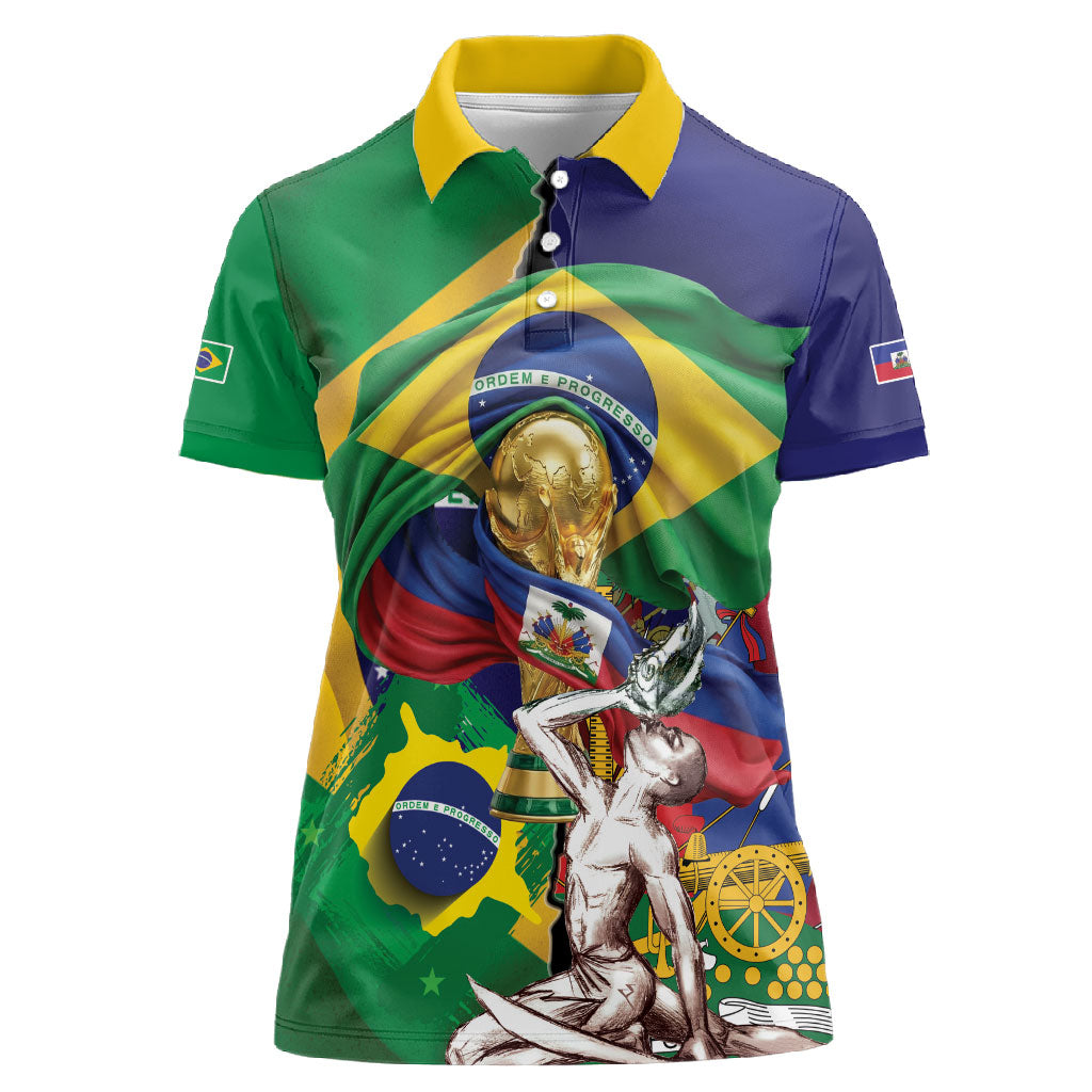 Personalized Brazil Haiti 2026 World Football Women Polo Shirt Come On Boys