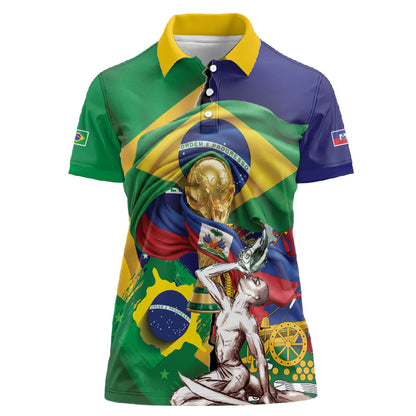 Personalized Brazil Haiti 2026 World Football Women Polo Shirt Come On Boys