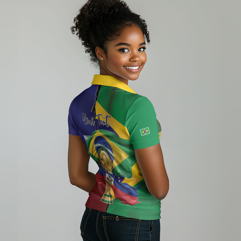 Personalized Brazil Haiti 2026 World Football Women Polo Shirt Come On Boys