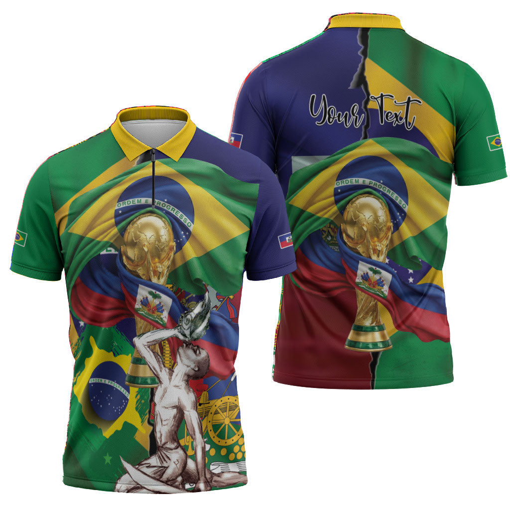 Personalized Brazil Haiti 2026 World Football Zipper Polo Shirt Come On Boys