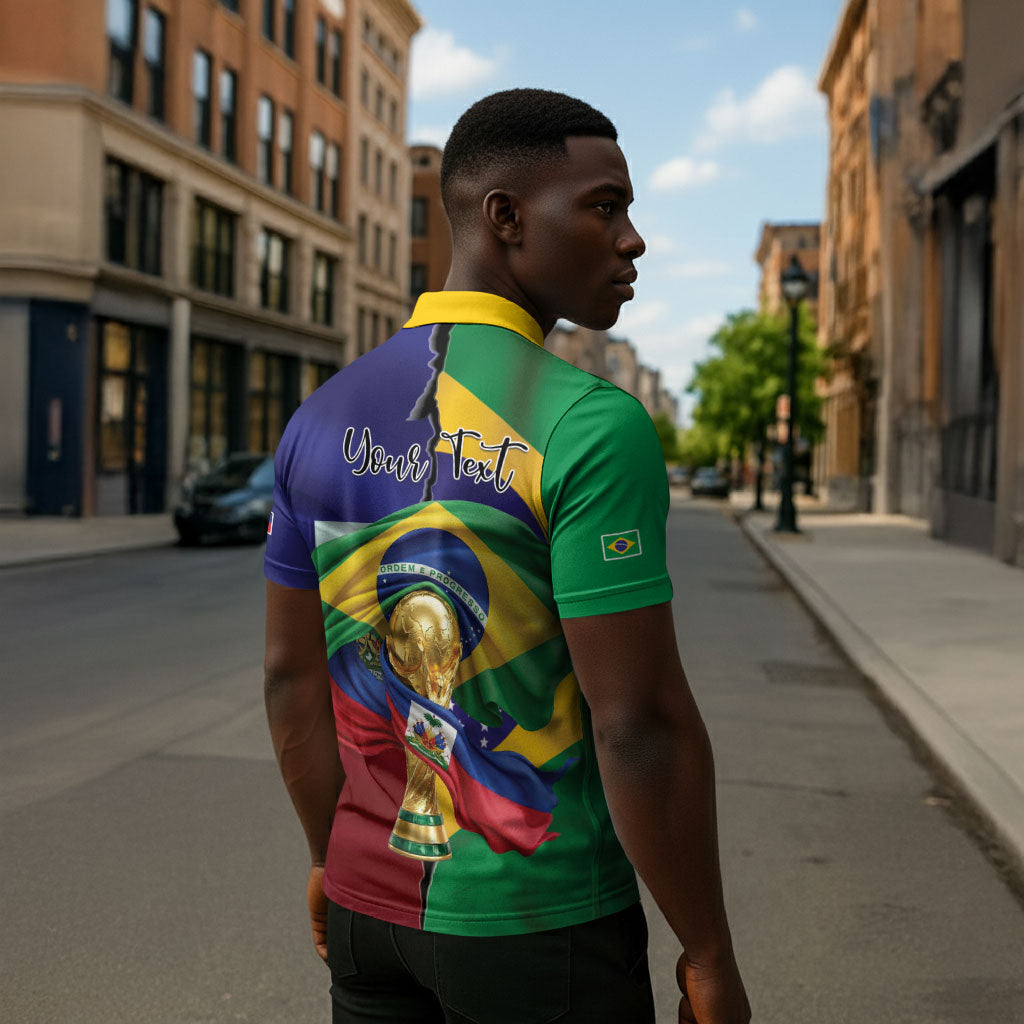Personalized Brazil Haiti 2026 World Football Zipper Polo Shirt Come On Boys
