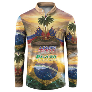 Personalized Brazil Haiti Button Sweatshirt Heritage Landscape