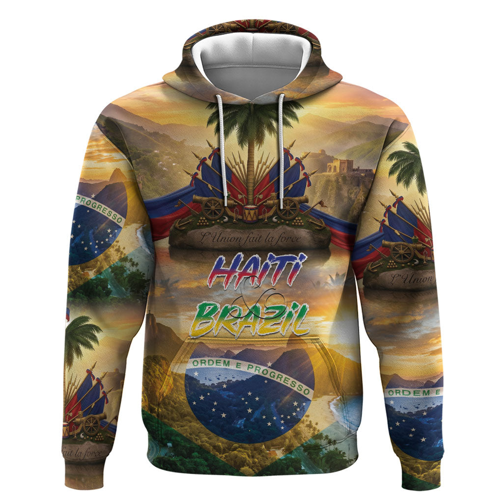 Personalized Brazil Haiti Hoodie Heritage Landscape