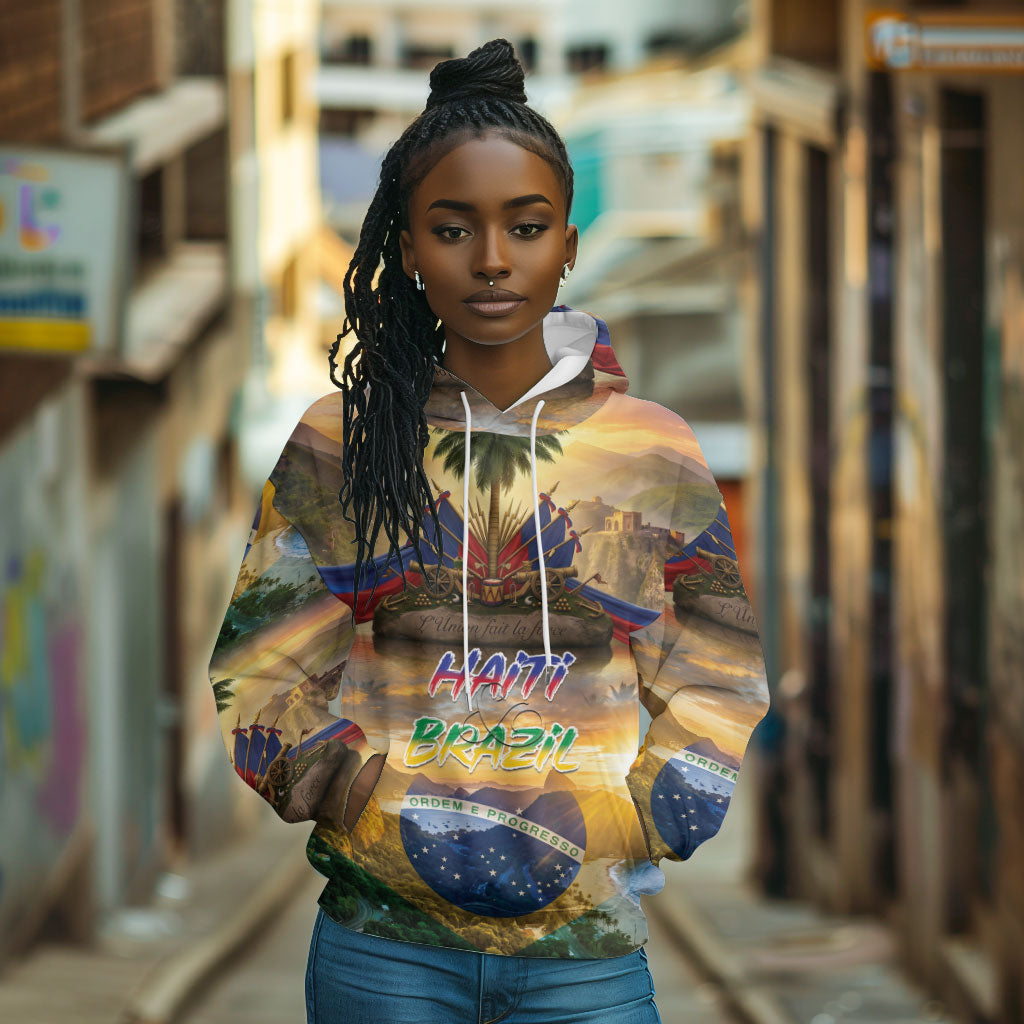 Personalized Brazil Haiti Hoodie Heritage Landscape