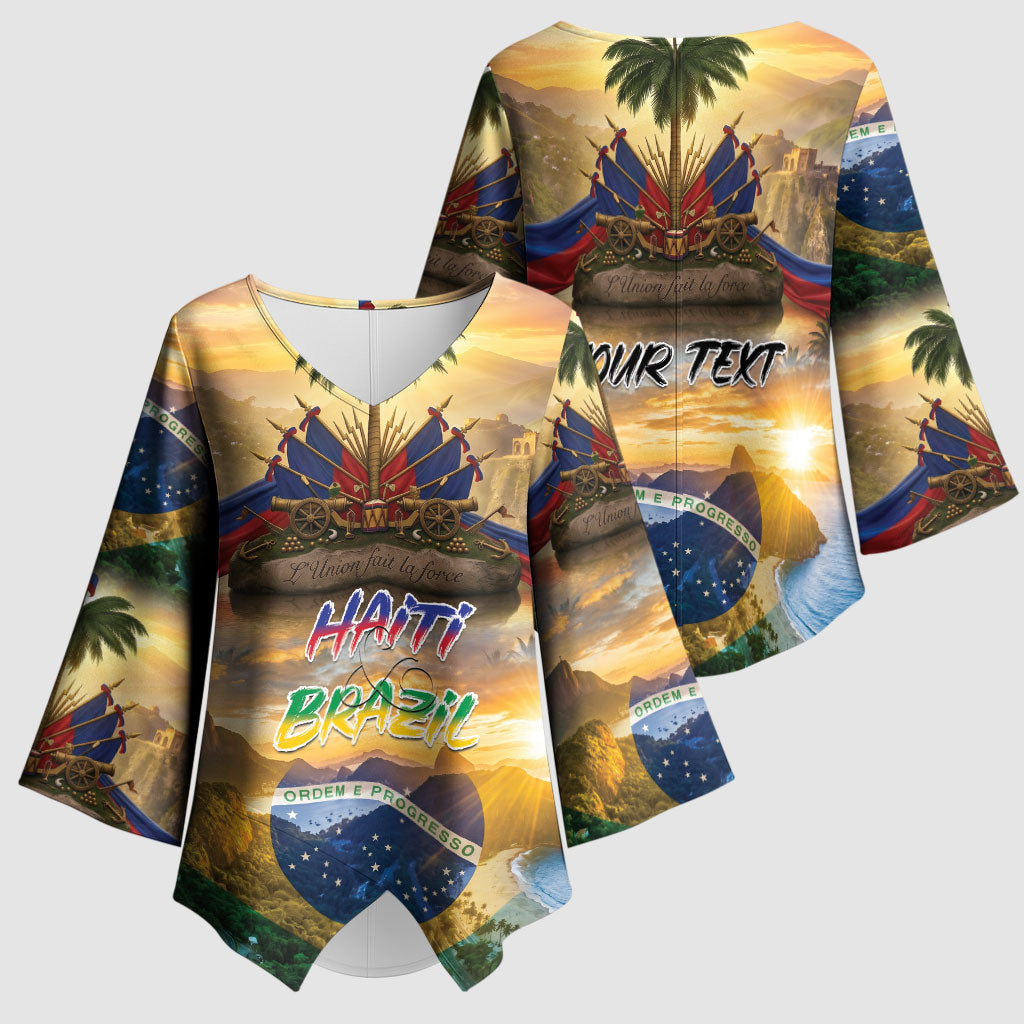 Personalized Brazil Haiti Kimono Sleeve Blouse Heritage Landscape