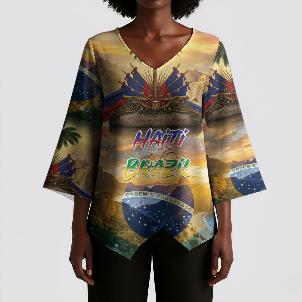 Personalized Brazil Haiti Kimono Sleeve Blouse Heritage Landscape