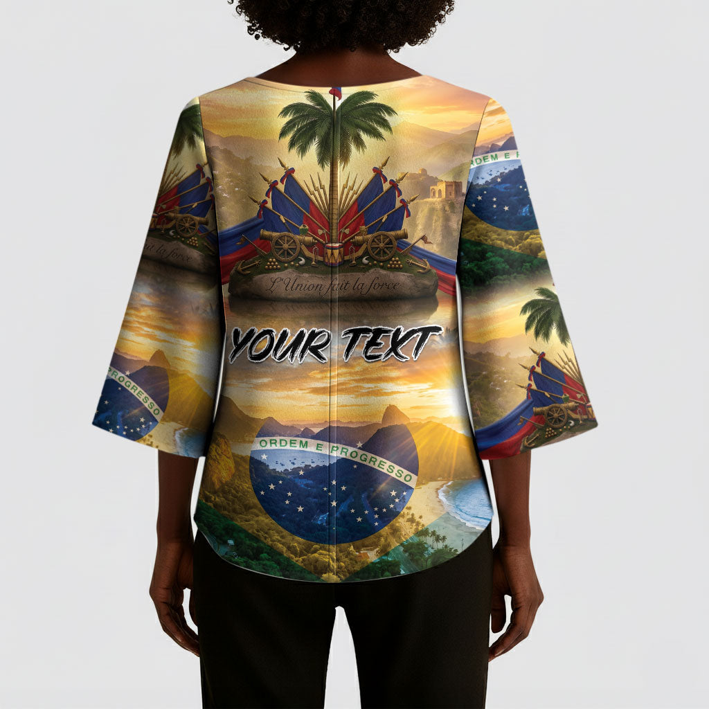 Personalized Brazil Haiti Kimono Sleeve Blouse Heritage Landscape
