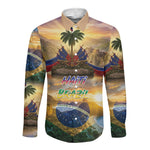 Personalized Brazil Haiti Long Sleeve Button Shirt Heritage Landscape