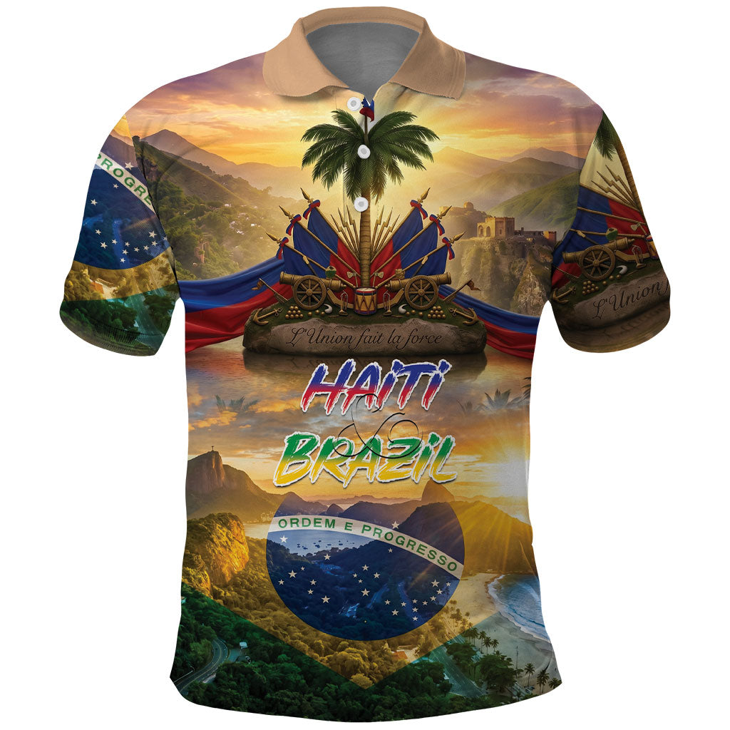 Personalized Brazil Haiti Polo Shirt Heritage Landscape