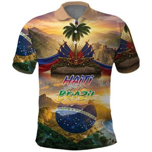 Personalized Brazil Haiti Polo Shirt Heritage Landscape