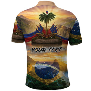 Personalized Brazil Haiti Polo Shirt Heritage Landscape