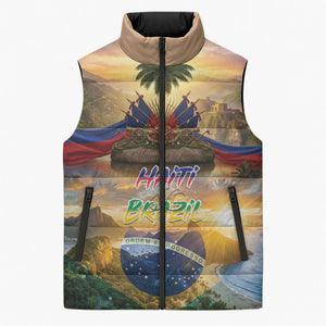 Personalized Brazil Haiti Sleeveless Puffer Jacket Heritage Landscape