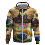 Personalized Brazil Haiti Zip Hoodie Heritage Landscape