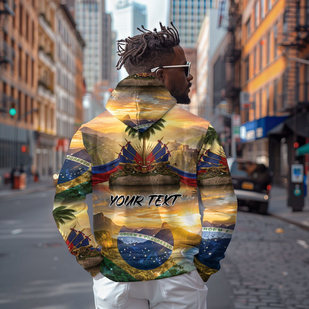 Personalized Brazil Haiti Zip Hoodie Heritage Landscape