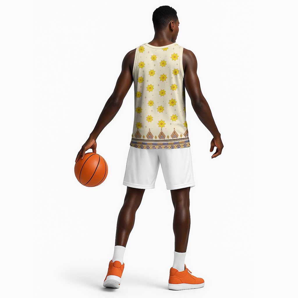 Enkutatash Dashiki Adey Abeba Pattern Basketball Jersey - African Pride