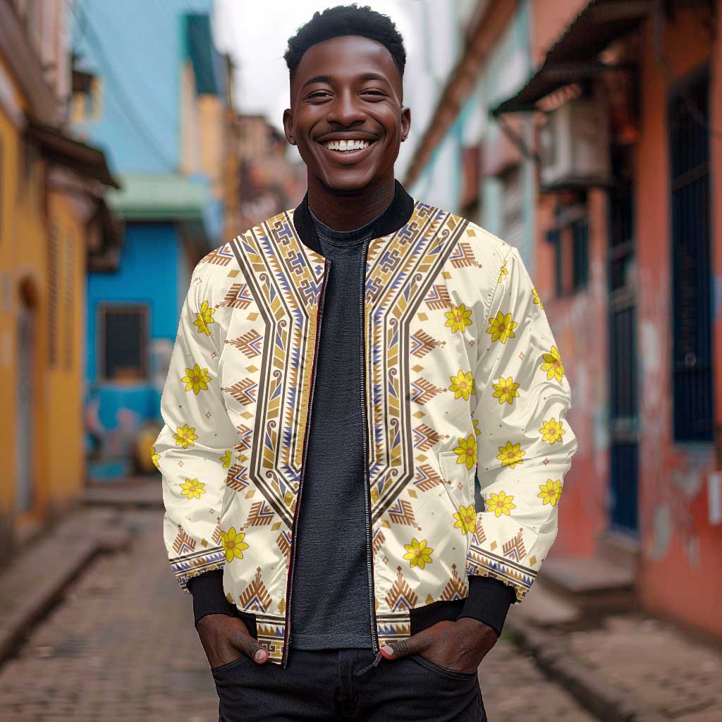 Enkutatash Dashiki Adey Abeba Pattern Bomber Jacket