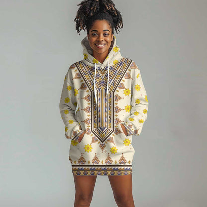 Enkutatash Dashiki Adey Abeba Pattern Hoodie Dress