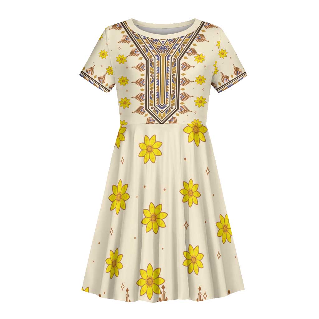 Enkutatash Dashiki Adey Abeba Pattern Kid Short Sleeve Dress by ...
