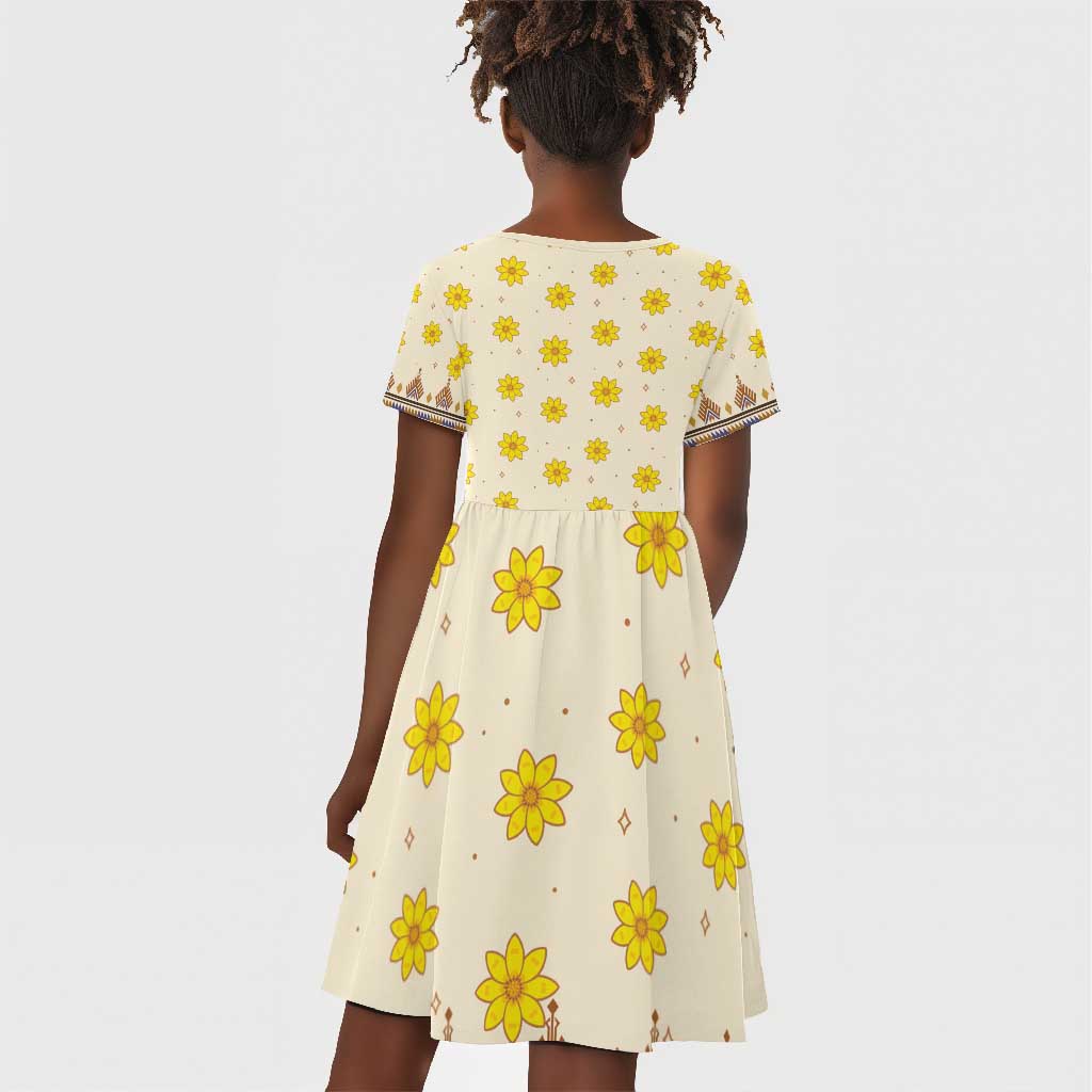 Enkutatash Dashiki Adey Abeba Pattern Kid Short Sleeve Dress