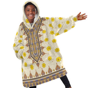 Enkutatash Dashiki Adey Abeba Pattern KId Wearable Blanket Hoodie