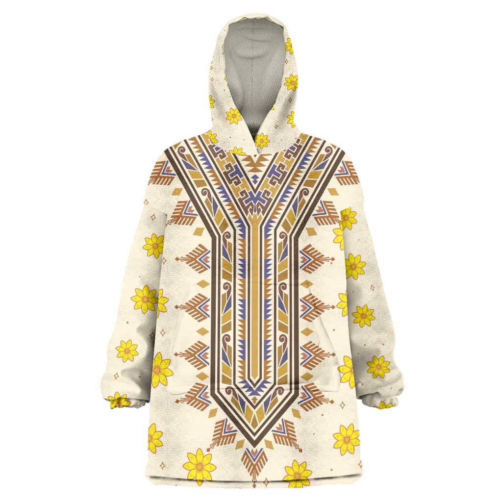 Enkutatash Dashiki Adey Abeba Pattern KId Wearable Blanket Hoodie