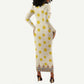 Enkutatash Dashiki Adey Abeba Pattern Long Sleeve Bodycon Dress LT01