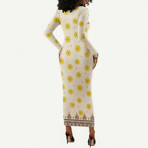 Enkutatash Dashiki Adey Abeba Pattern Long Sleeve Bodycon Dress LT01