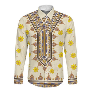 Enkutatash Dashiki Adey Abeba Pattern Long Sleeve Button Shirt