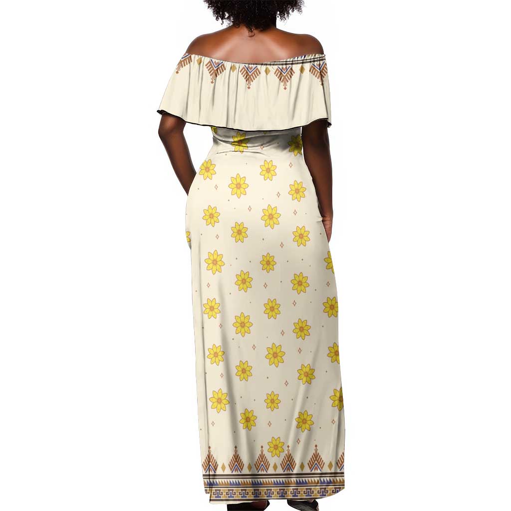 Enkutatash Dashiki Adey Abeba Pattern Off Shoulder Maxi Dress