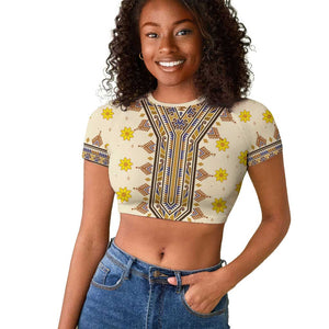 Enkutatash Dashiki Adey Abeba Pattern Raglan Cropped T shirt