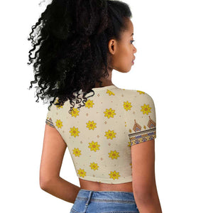 Enkutatash Dashiki Adey Abeba Pattern Raglan Cropped T shirt