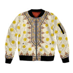 Enkutatash Dashiki Adey Abeba Pattern Sleeve Zip Bomber Jacket