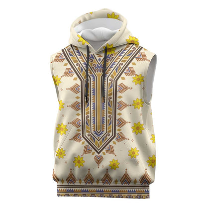 Enkutatash Dashiki Adey Abeba Pattern Sleeveless Hoodie - African Pride