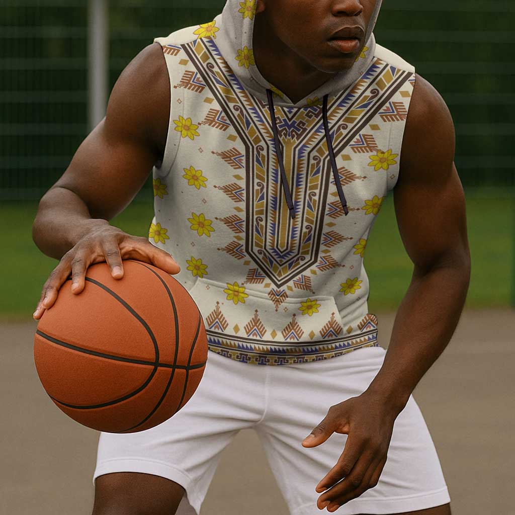 Enkutatash Dashiki Adey Abeba Pattern Sleeveless Hoodie - African Pride