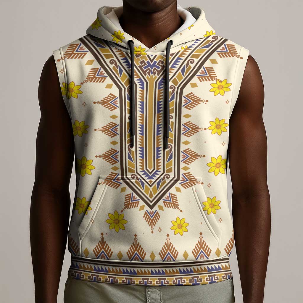 Enkutatash Dashiki Adey Abeba Pattern Sleeveless Hoodie - African Pride