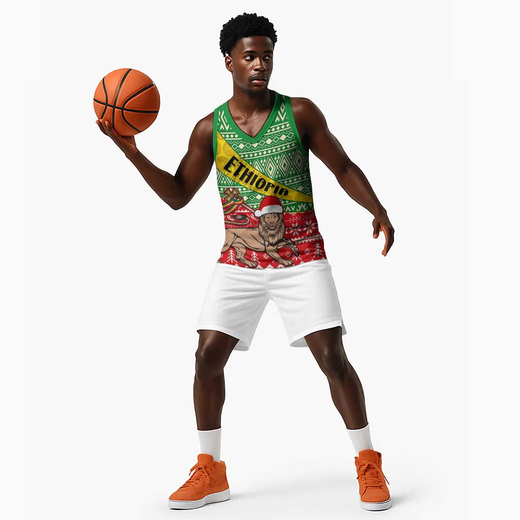 Ethiopia Christmas Basketball Jersey - Melkam Gena with African Pattern - African Pride