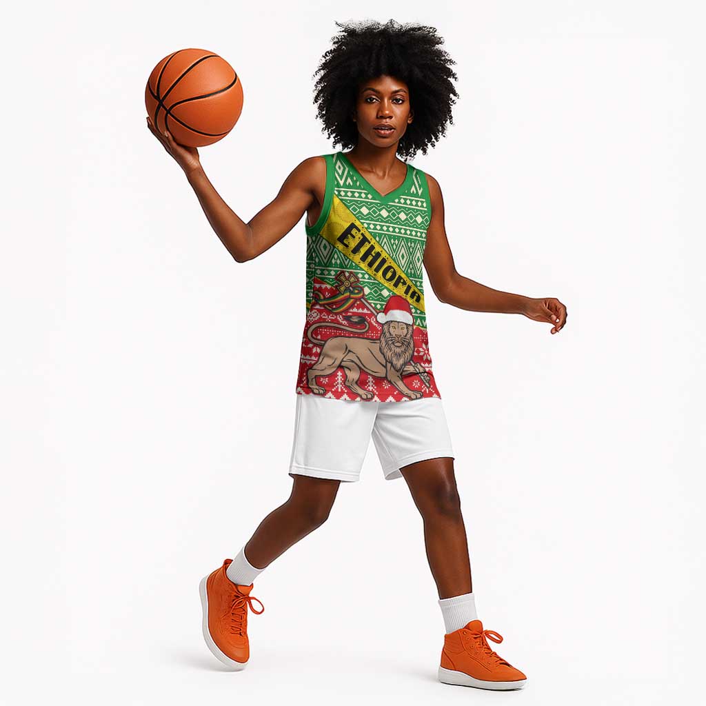 Ethiopia Christmas Basketball Jersey - Melkam Gena with African Pattern - African Pride
