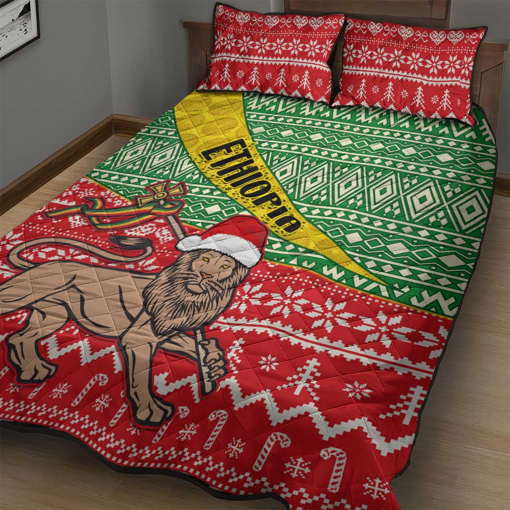 Ethiopia Christmas Quilt Bed Set - Melkam Gena with African Pattern