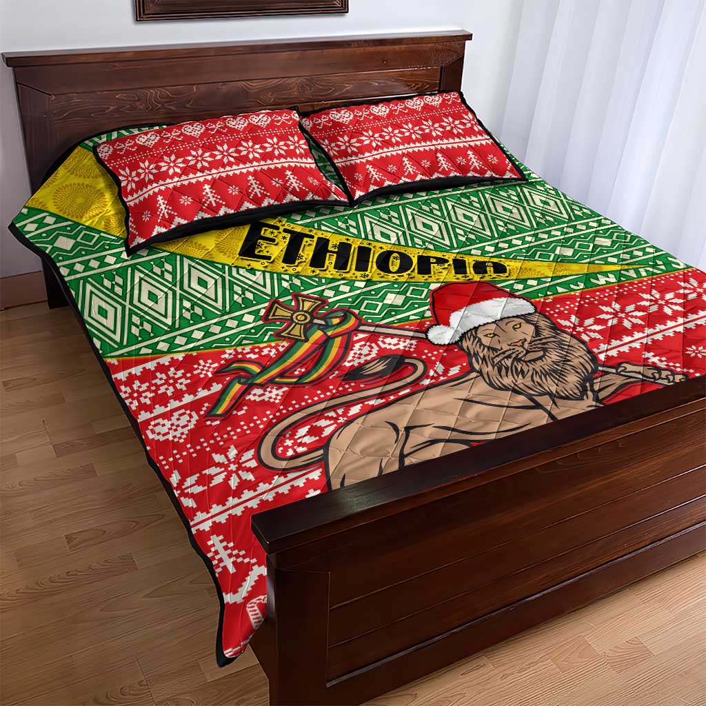 Ethiopia Christmas Quilt Bed Set - Melkam Gena with African Pattern