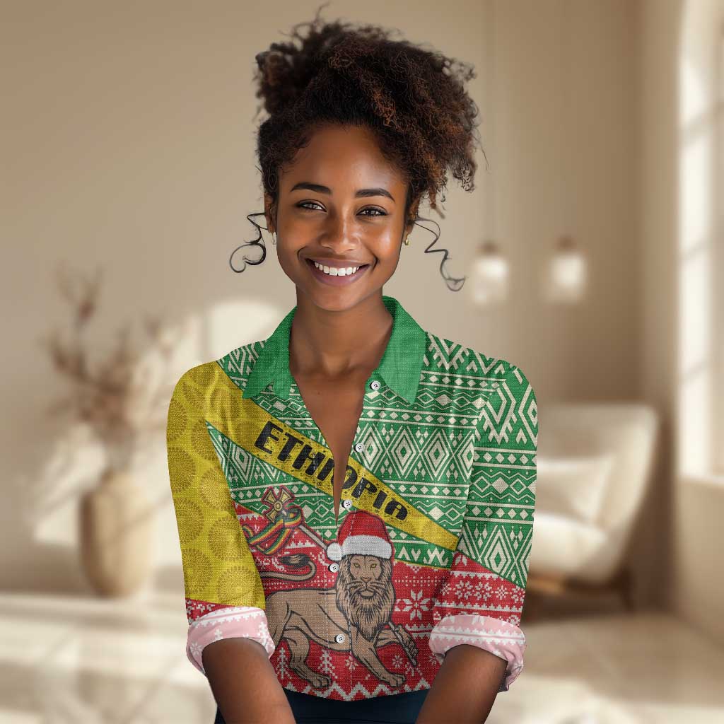 Ethiopia Christmas Women Casual Shirt - Melkam Gena with African Pattern LT01