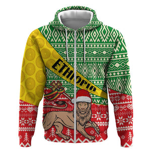 Ethiopia Christmas Zip Hoodie - Melkam Gena with African Pattern