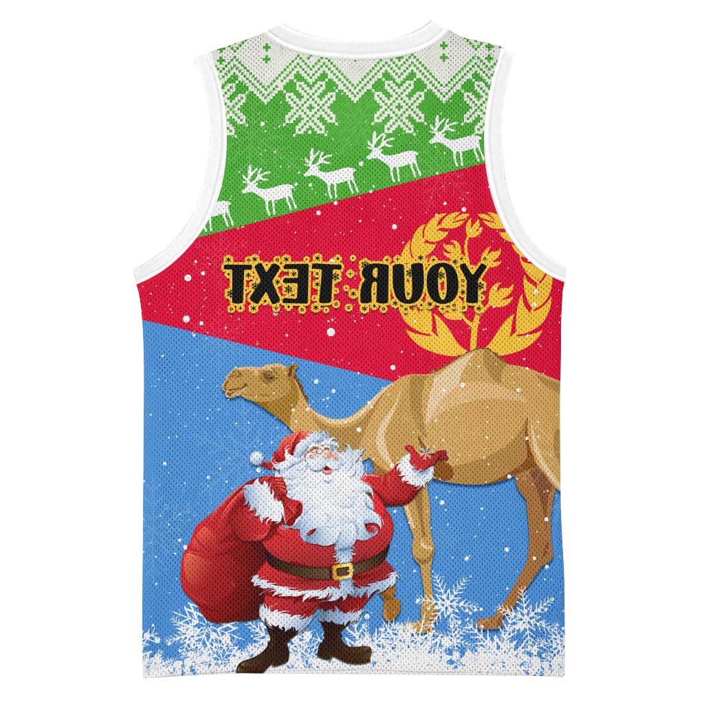Custom Eritrea Christmas Basketball Jersey with Santa Claus and Dromedary Camel - African Pride